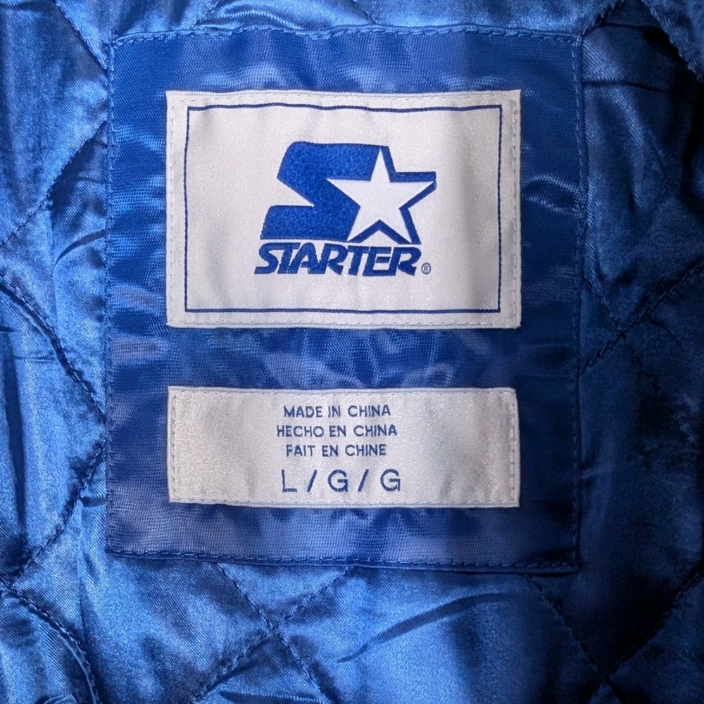 STARTER Los Angeles Dodgers Blue Satin MLB Snap Jacket – Men’s Size L - Picture 3 of 6